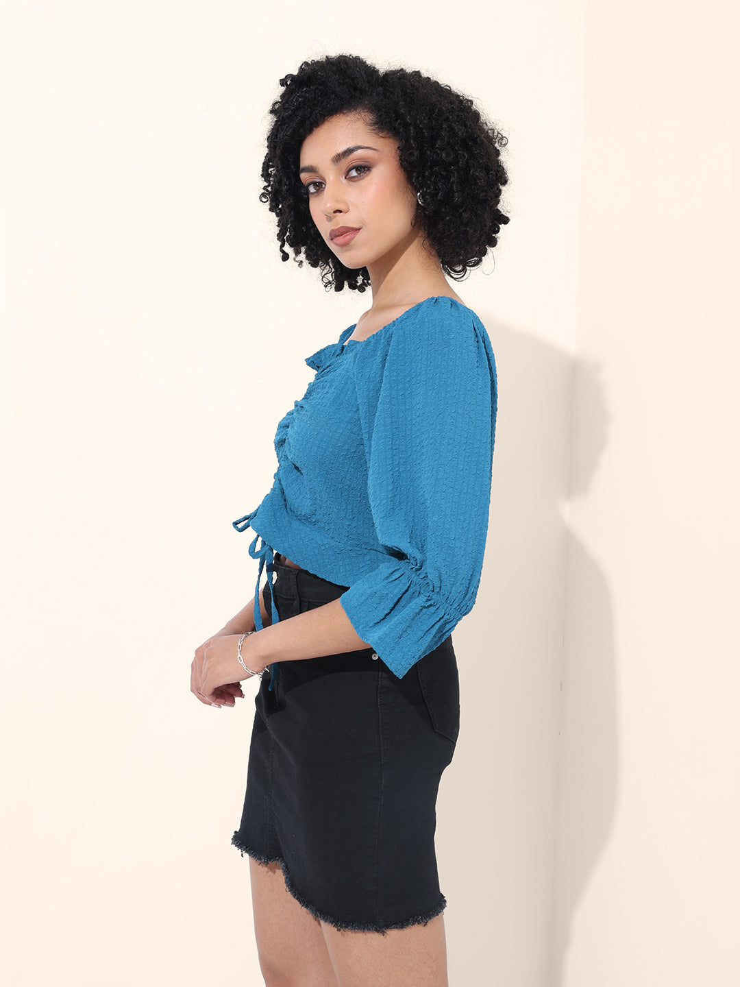 Women's Blue Regular Fit Casual Top