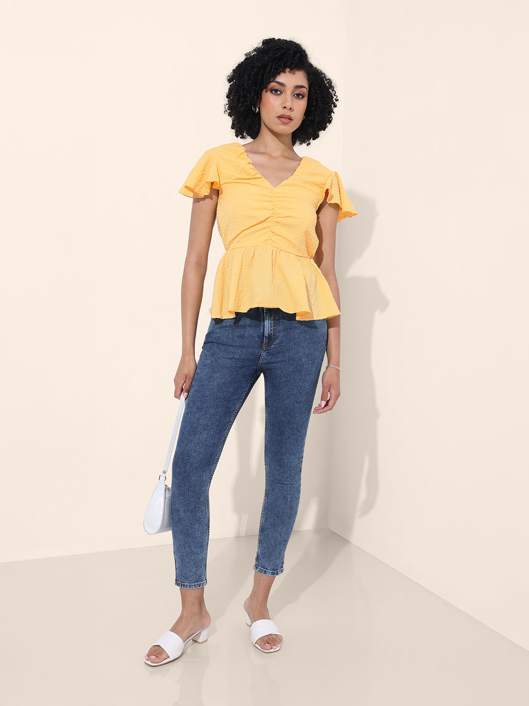 Women's Yellow Regular Fit Casual Top