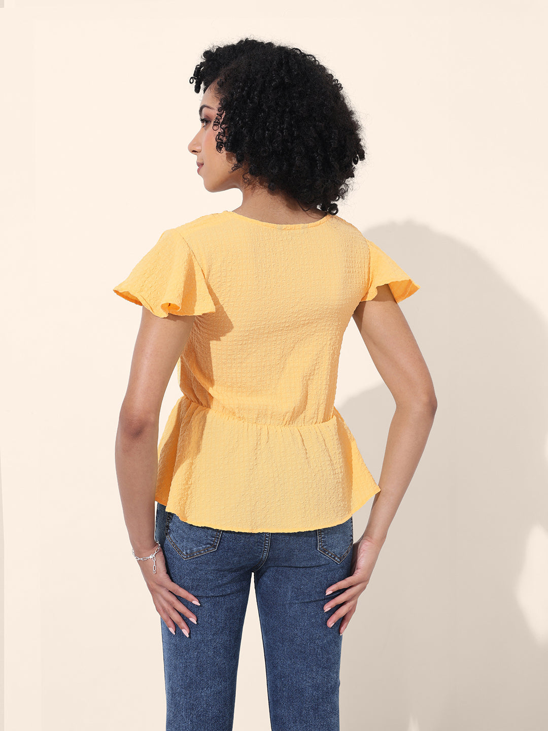 Women's Yellow Regular Fit Casual Top