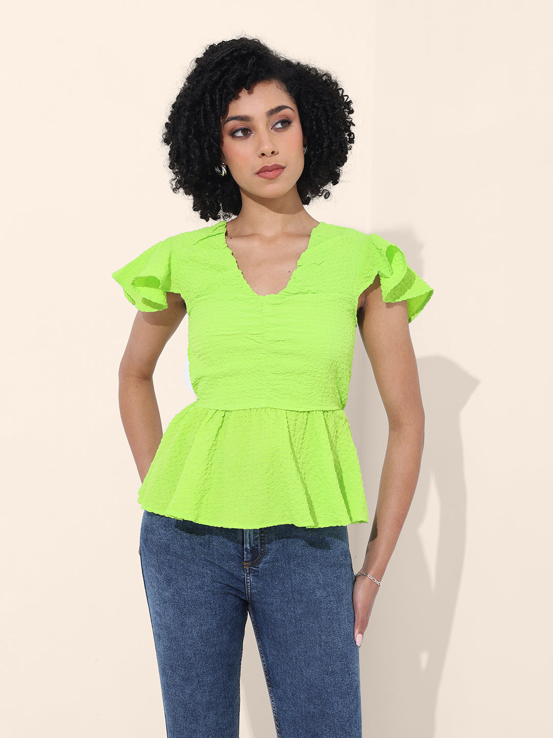 Women's Green Regular Fit Casual Top