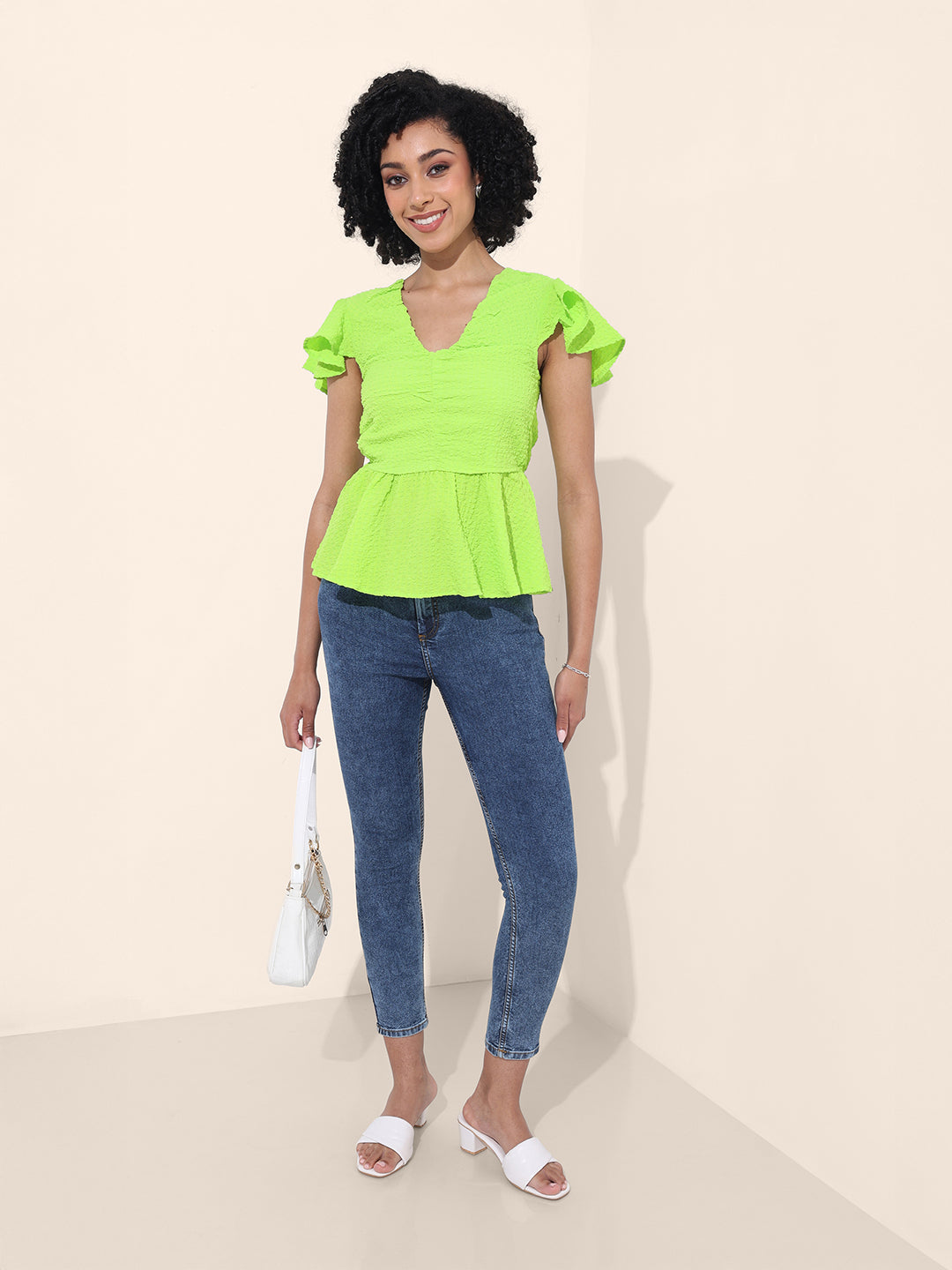 Women's Green Regular Fit Casual Top