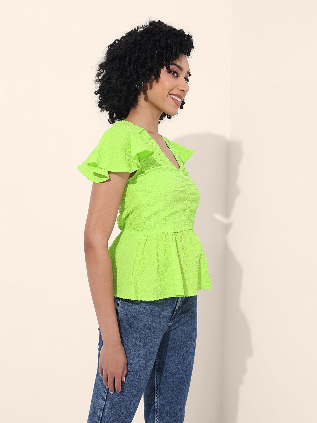 Women's Green Regular Fit Casual Top