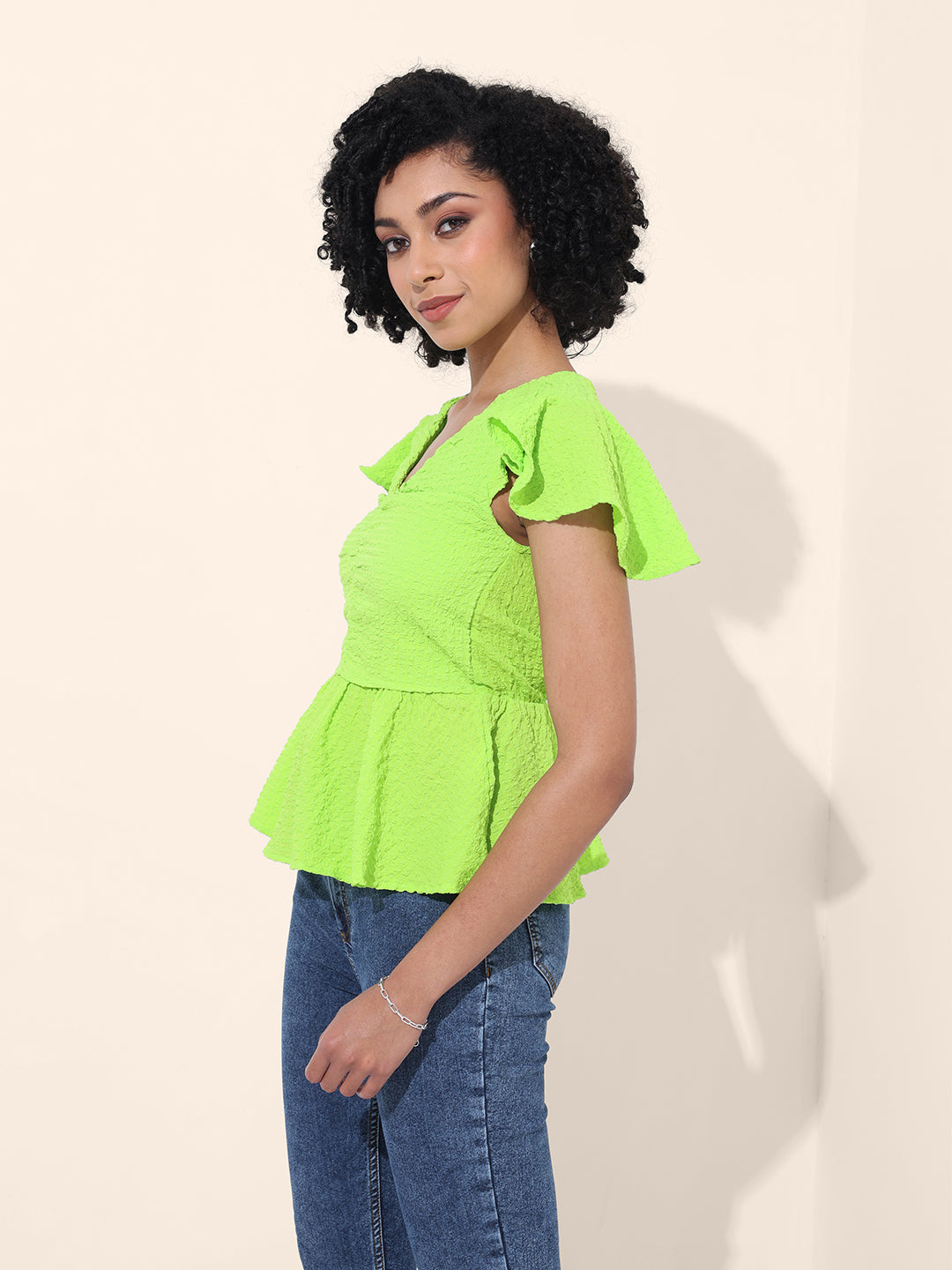 Women's Green Regular Fit Casual Top