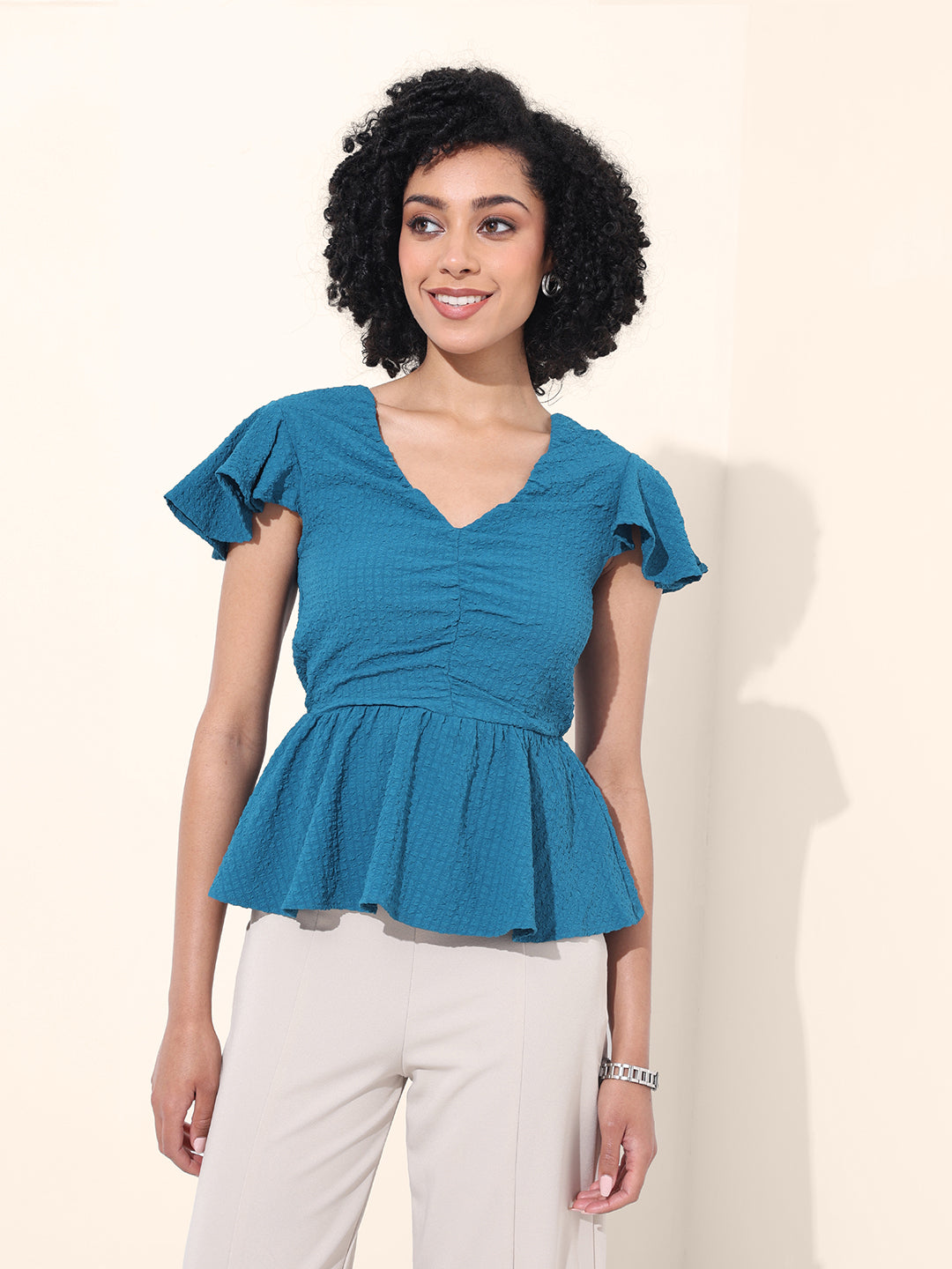 Women's Blue Regular Fit Casual Top