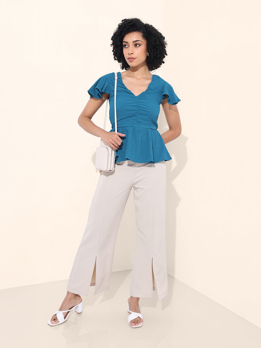 Women's Blue Regular Fit Casual Top