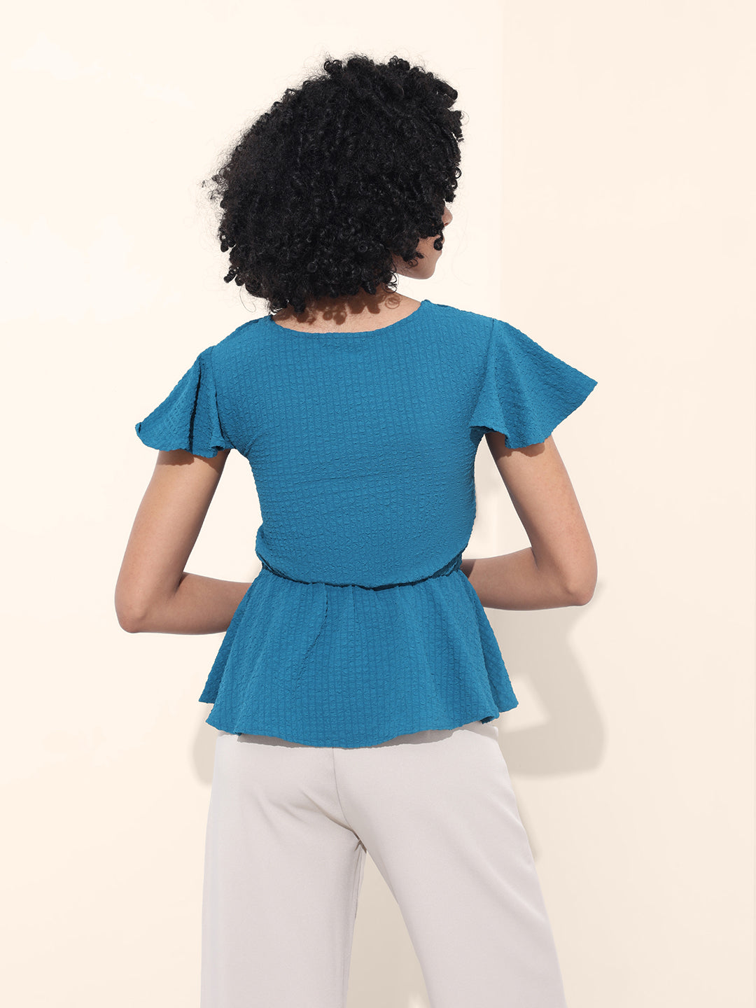 Women's Blue Regular Fit Casual Top