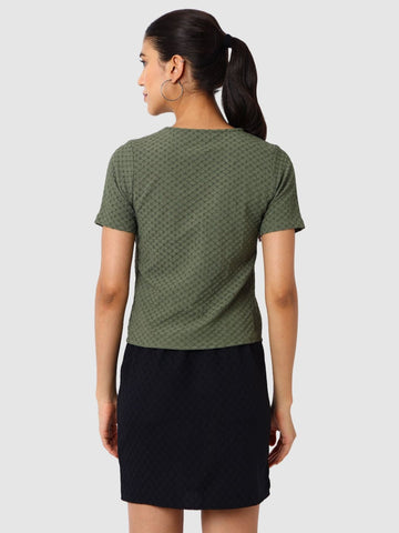 Women's Green Fit Textured Asymmetric
