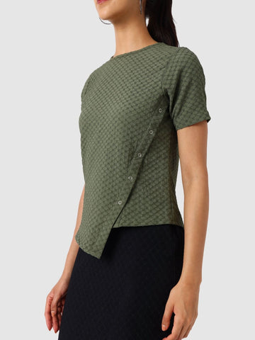 Women's Green Fit Textured Asymmetric