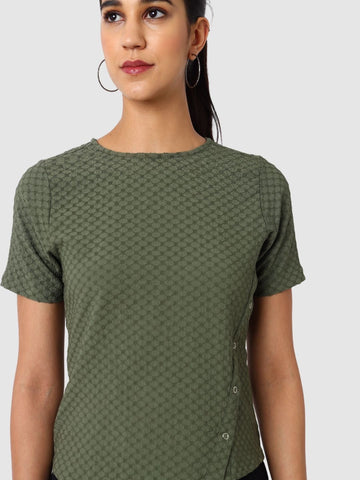 Women's Green Fit Textured Asymmetric