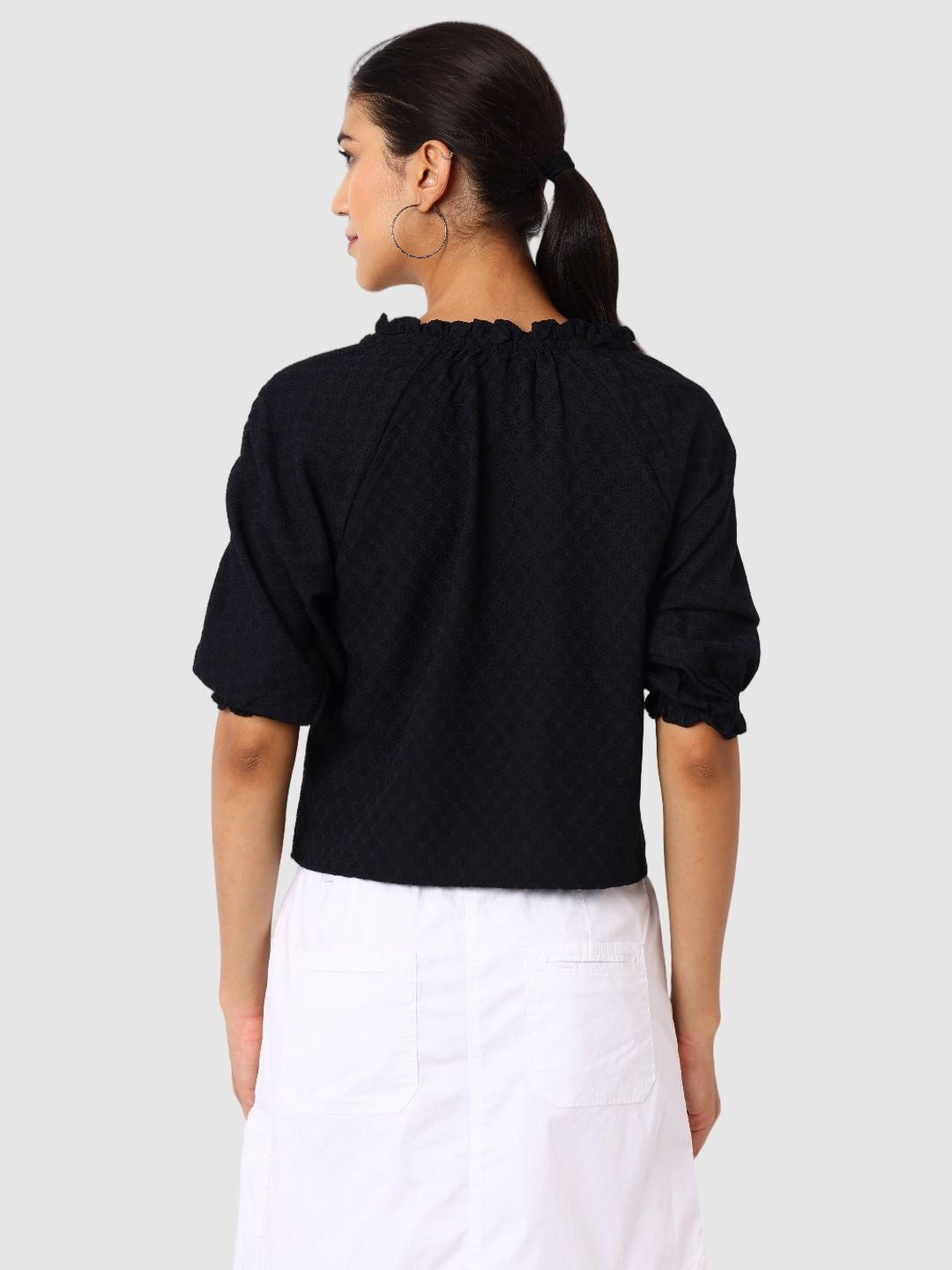 Women's Black Regular Fit Casual Top