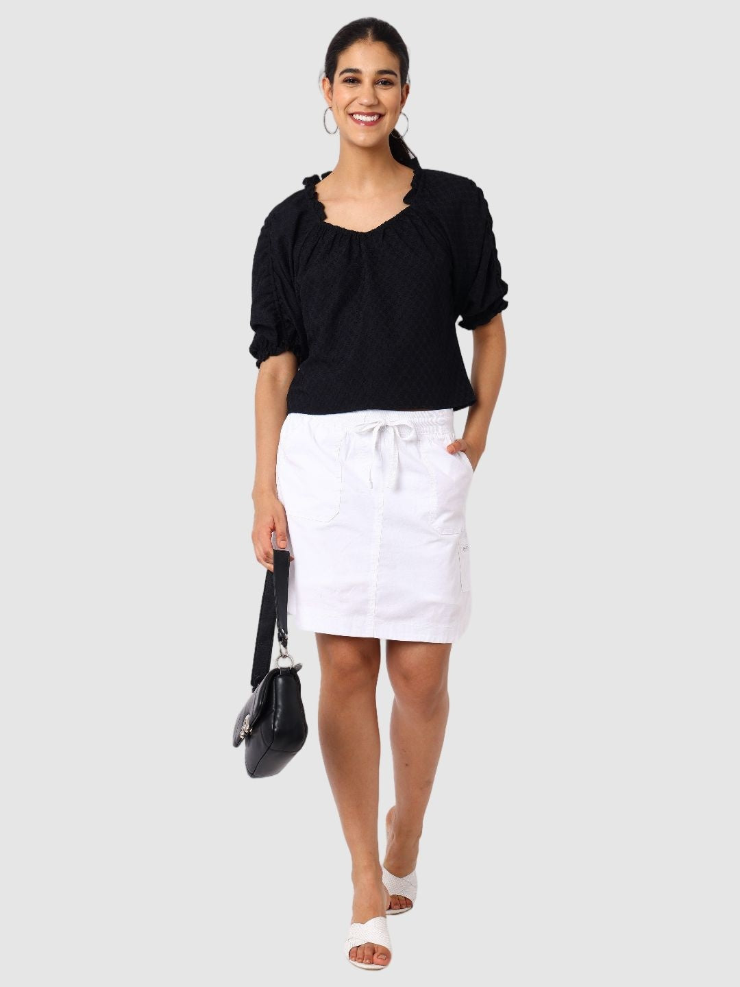 Women's Black Regular Fit Casual Top