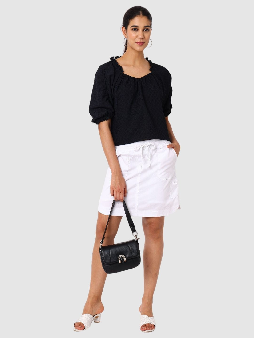 Women's Black Regular Fit Casual Top