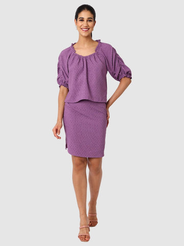 Women's Purple Fit Textured Blouson Top