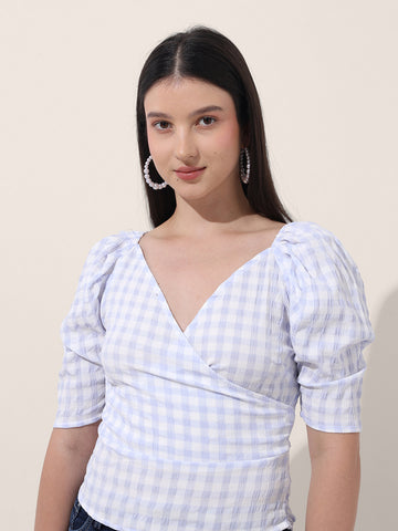 Women's Fitted Textured Wrap Top