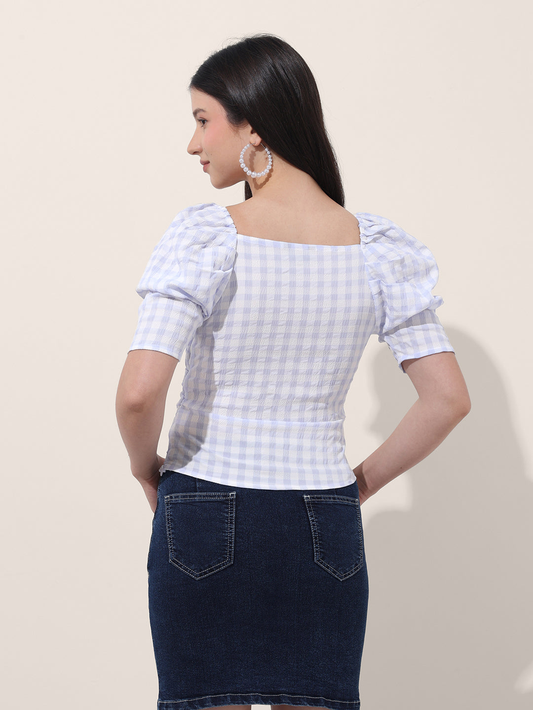 Women's Fitted Textured Wrap Top