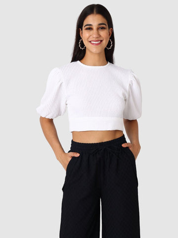 Women's White Regular Fit Casual Top