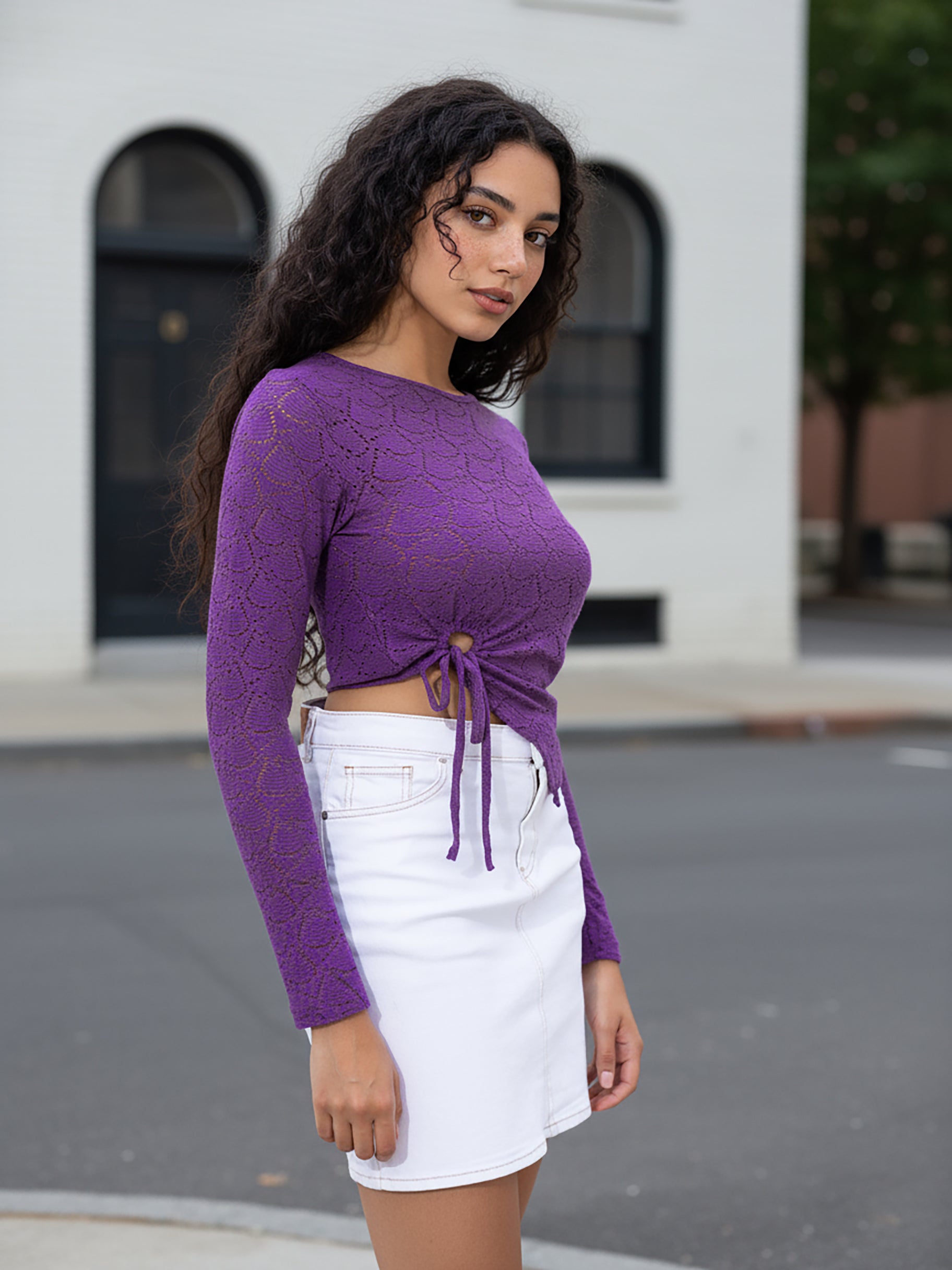 Women's Purple Regular Fit Casual Top