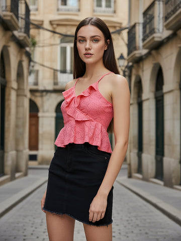 Women's Pink Regular Fit Casual Top