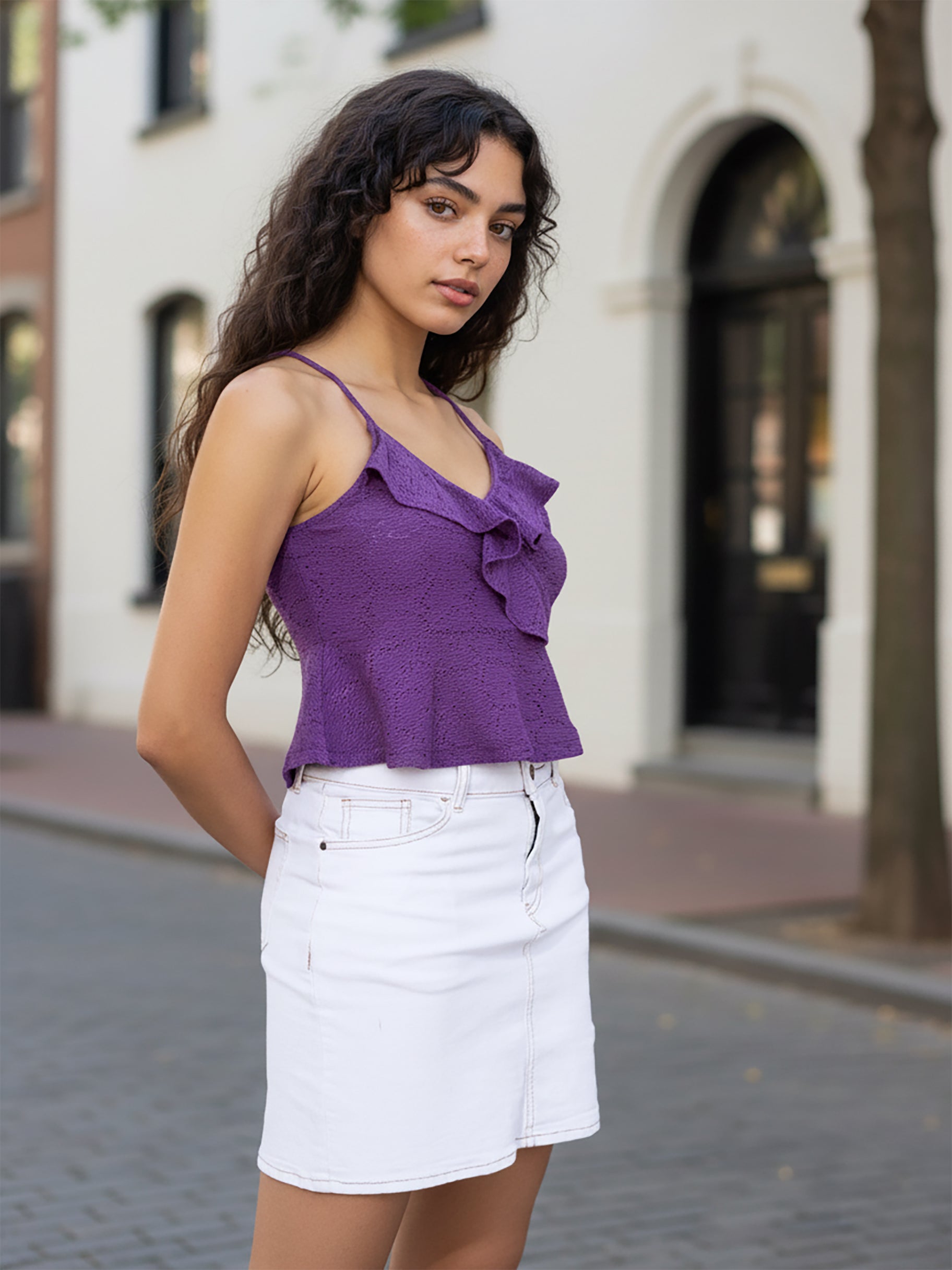 Women's Purple Regular Fit Casual Top