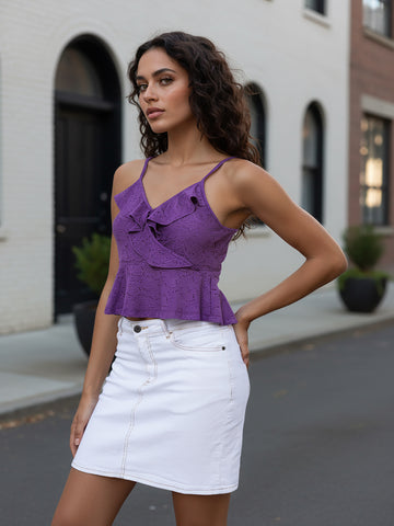 Women's Purple Regular Fit Casual Top