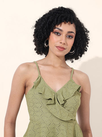 Women's Green Regular Fit Casual Top