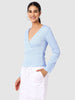 Women's Blue Textured Peplum Top