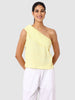 Women's Yellow Fit Textured Ruffled Top