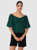 Women's Green Fit Textured Designer Back Top