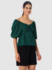 Women's Green Fit Textured Designer Back Top