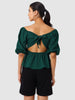 Women's Green Fit Textured Designer Back Top
