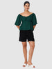 Women's Green Fit Textured Designer Back Top