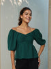 Women's Green Fit Textured Designer Back Top