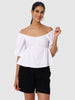 Women's White Fit Textured Designer Back Top