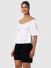 Women's White Fit Textured Designer Back Top