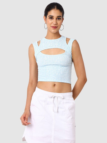 Women's Blue Textured Cami Top