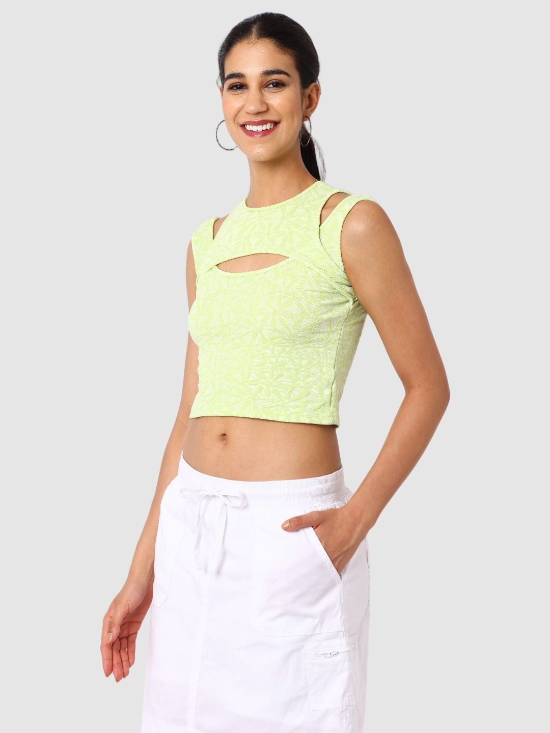 Women's Yellow Textured Cami Top