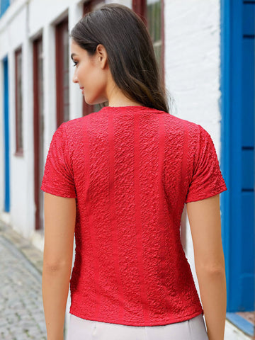 Women's Red Regular Fit Casual Top