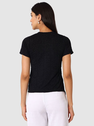 Women's Black Regular Fit Casual Top