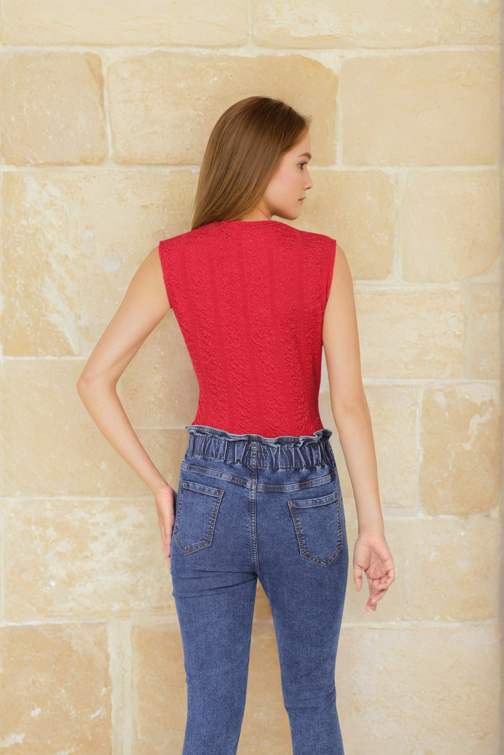 Women's Red Regular Fit Casual Top