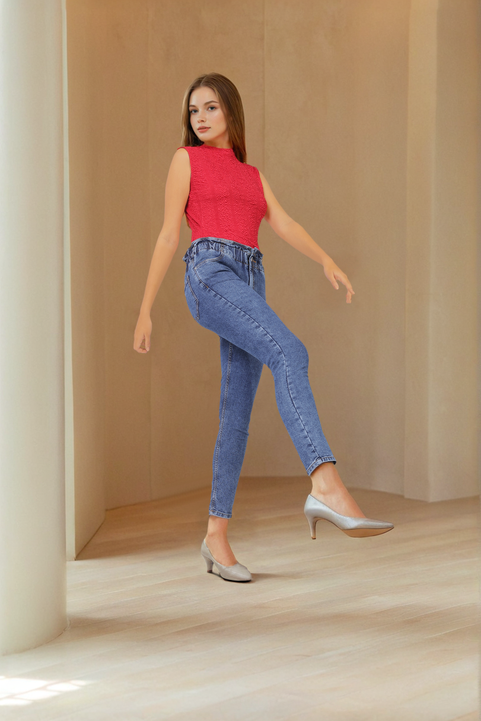 Women's Red Regular Fit Casual Top