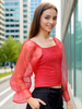Women's Red Regular Fit Casual Top