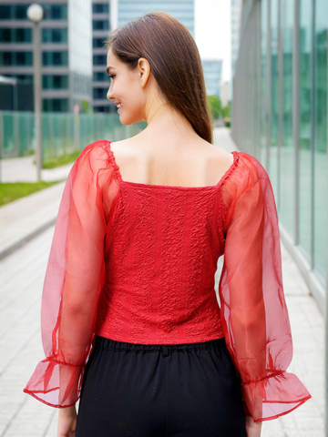 Women's Red Regular Fit Casual Top