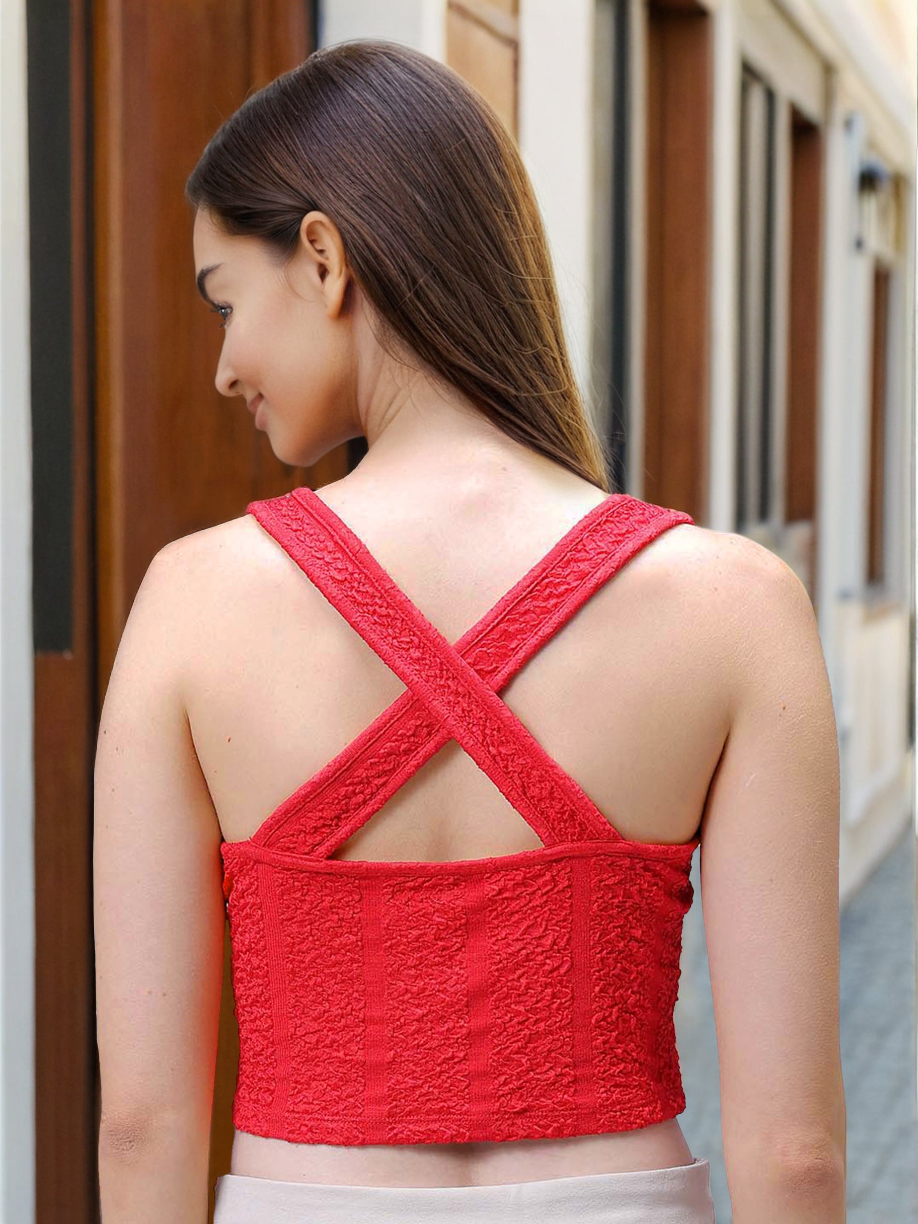 Women's Fitted Textured Crop Top