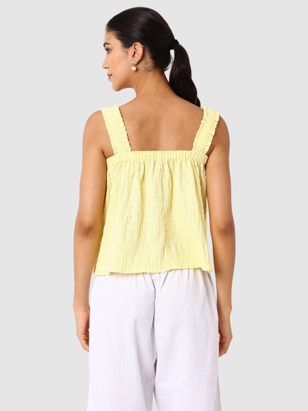 Women's Yellow Fit Textured Cami Top
