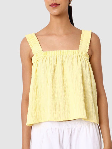 Women's Yellow Fit Textured Cami Top