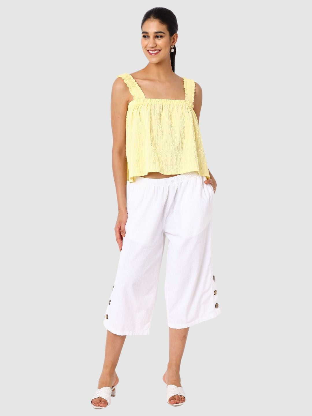 Women's Yellow Fit Textured Cami Top