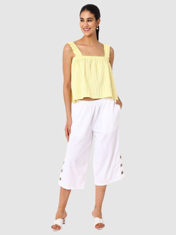 Women's Yellow Fit Textured Cami Top