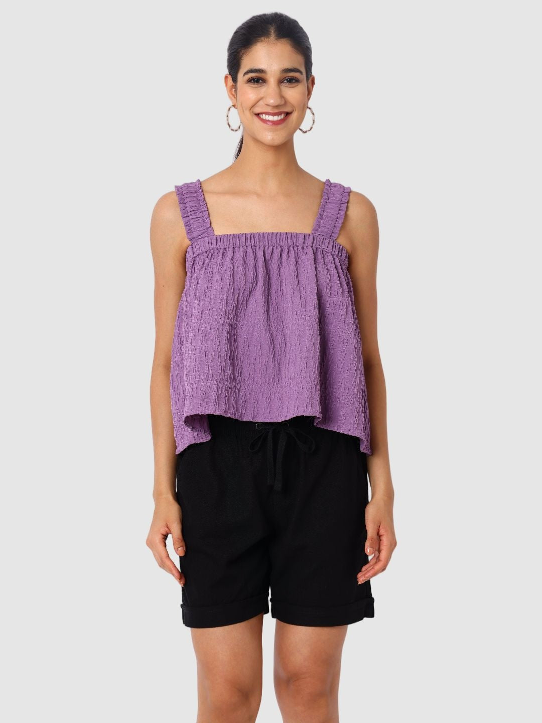 Women's Purple Fit Textured Cami Top