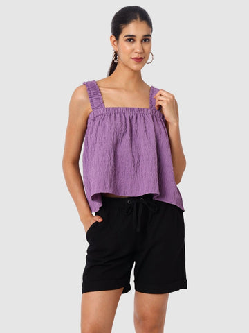 Women's Purple Fit Textured Cami Top