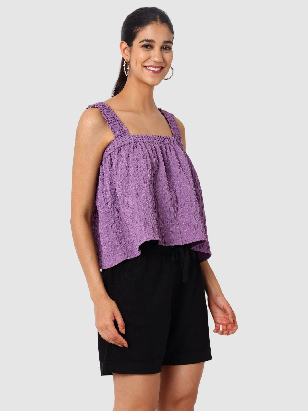 Women's Purple Fit Textured Cami Top